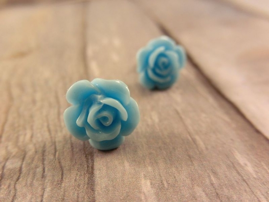 Preview: Cabochon Blumen Ohrstecker Blüte Rose